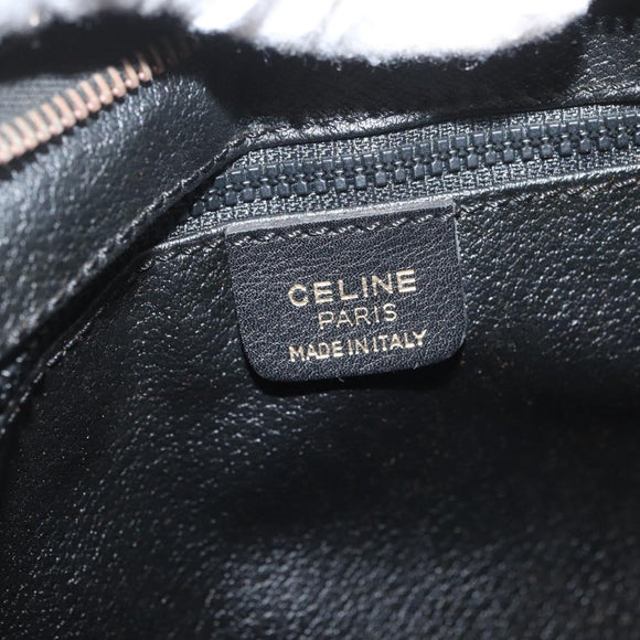 CELINE Clutch Bag Leather Black Gold Auth 174310
