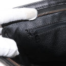 CELINE Clutch Bag Leather Black Gold Auth 174310-23