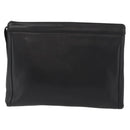 CELINE Clutch Bag Leather Black Gold Auth 174310-2