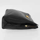 CELINE Clutch Bag Leather Black Gold Auth 174310-3