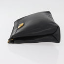 CELINE Clutch Bag Leather Black Gold Auth 174310-4