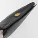 CELINE Clutch Bag Leather Black Gold Auth 174310-5