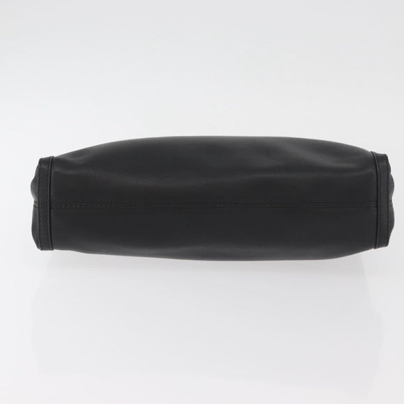 CELINE Clutch Bag Leather Black Gold Auth 174310