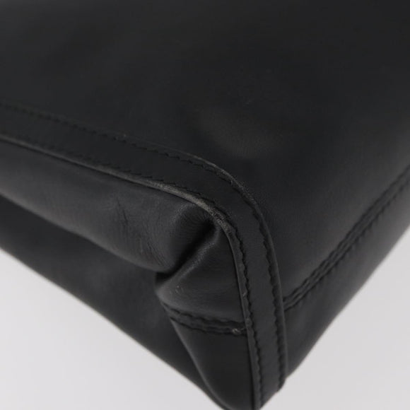 CELINE Clutch Bag Leather Black Gold Auth 174310