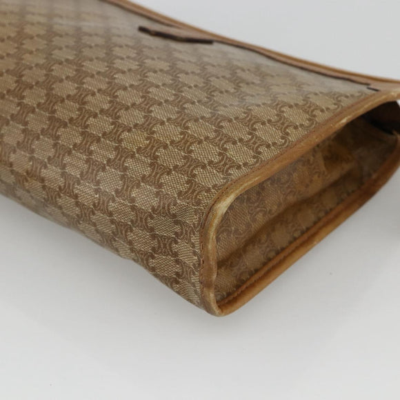 CELINE Macadam Canvas Clutch Bag PVC 2 Set Brown Beige Auth 174311