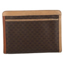 CELINE Macadam Canvas Clutch Bag PVC 2 Set Brown Beige Auth 174311-3