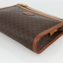 CELINE Macadam Canvas Clutch Bag PVC 2 Set Brown Beige Auth 174311-7