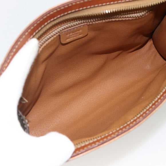 CELINE Macadam Canvas Clutch Bag PVC 2 Set Brown Beige Auth 174311