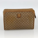 CELINE Macadam Canvas Clutch Bag PVC 2 Set Brown Beige Auth 174311-9