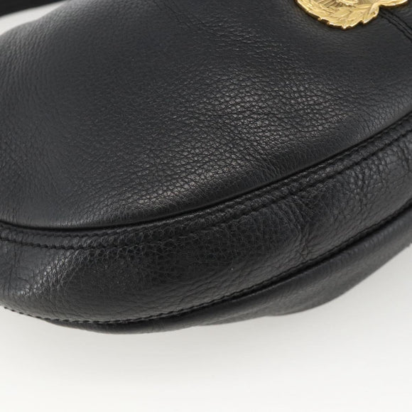 BURBERRY Shoulder Bag Leather Black Gold Auth 174317A