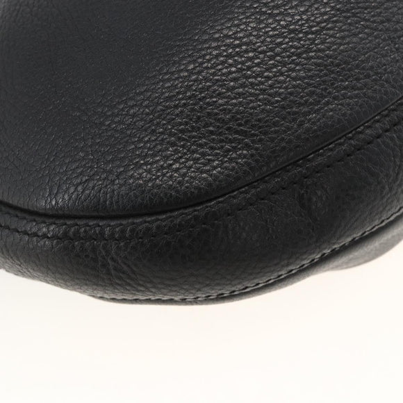 BURBERRY Shoulder Bag Leather Black Gold Auth 174317A
