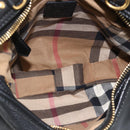 BURBERRY Shoulder Bag Leather Black Gold Auth 174317A-11