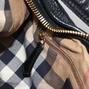 BURBERRY Shoulder Bag Leather Black Gold Auth 174317A-21