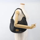BURBERRY Shoulder Bag Leather Black Gold Auth 174317A-24