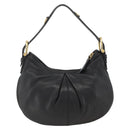 BURBERRY Shoulder Bag Leather Black Gold Auth 174317A-2