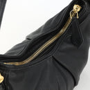 BURBERRY Shoulder Bag Leather Black Gold Auth 174317A-6