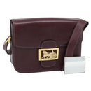 CELINE Horse Carriage Shoulder Bag Leather Bordeaux Gold Auth 174318A-1