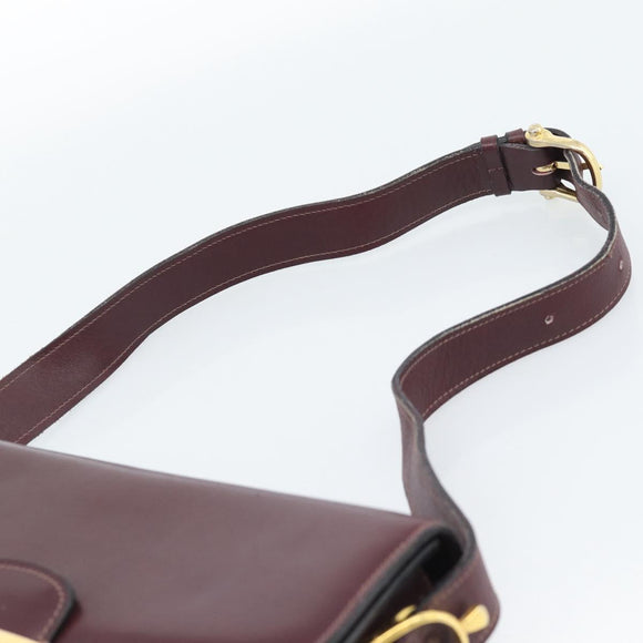 CELINE Horse Carriage Shoulder Bag Leather Bordeaux Gold Auth 174318A