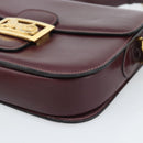 CELINE Horse Carriage Shoulder Bag Leather Bordeaux Gold Auth 174318A-15