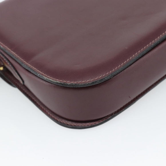 CELINE Horse Carriage Shoulder Bag Leather Bordeaux Gold Auth 174318A