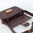 CELINE Horse Carriage Shoulder Bag Leather Bordeaux Gold Auth 174318A-10