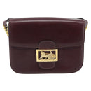 CELINE Horse Carriage Shoulder Bag Leather Bordeaux Gold Auth 174318A-13
