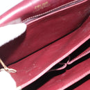CELINE Horse Carriage Shoulder Bag Leather Bordeaux Gold Auth 174318A-11