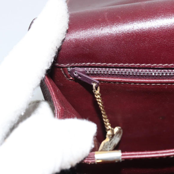 CELINE Horse Carriage Shoulder Bag Leather Bordeaux Gold Auth 174318A