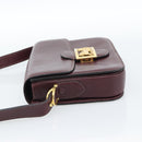 CELINE Horse Carriage Shoulder Bag Leather Bordeaux Gold Auth 174318A-4