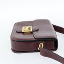 CELINE Horse Carriage Shoulder Bag Leather Bordeaux Gold Auth 174318A-6