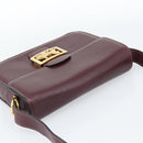 CELINE Horse Carriage Shoulder Bag Leather Bordeaux Gold Auth 174318A-7