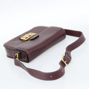 CELINE Horse Carriage Shoulder Bag Leather Bordeaux Gold Auth 174318A-8