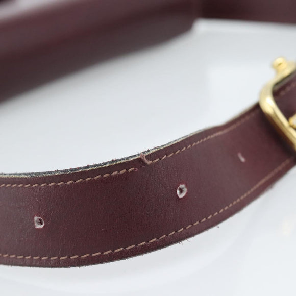 CELINE Horse Carriage Shoulder Bag Leather Bordeaux Gold Auth 174318A