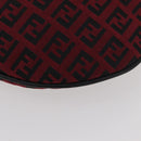 FENDI Zucchino Canvas Shoulder Bag Red Silver Auth 174322V-15