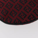 FENDI Zucchino Canvas Shoulder Bag Red Silver Auth 174322V-16