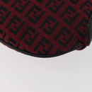 FENDI Zucchino Canvas Shoulder Bag Red Silver Auth 174322V-17