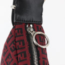 FENDI Zucchino Canvas Shoulder Bag Red Silver Auth 174322V-18