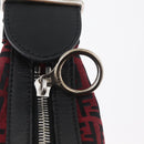 FENDI Zucchino Canvas Shoulder Bag Red Silver Auth 174322V-9