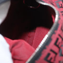 FENDI Zucchino Canvas Shoulder Bag Red Silver Auth 174322V-10