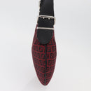 FENDI Zucchino Canvas Shoulder Bag Red Silver Auth 174322V-3