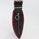FENDI Zucchino Canvas Shoulder Bag Red Silver Auth 174322V-4