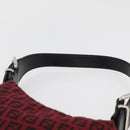 FENDI Zucchino Canvas Shoulder Bag Red Silver Auth 174322V-8