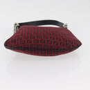 FENDI Zucchino Canvas Shoulder Bag Red Silver Auth 174322V-5