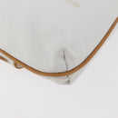 CELINE Clutch Bag Leather White Gold Auth 174339A-15