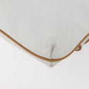CELINE Clutch Bag Leather White Gold Auth 174339A-16