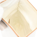 CELINE Clutch Bag Leather White Gold Auth 174339A-19