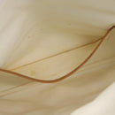 CELINE Clutch Bag Leather White Gold Auth 174339A-21