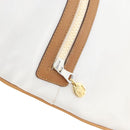 CELINE Clutch Bag Leather White Gold Auth 174339A-10