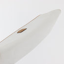 CELINE Clutch Bag Leather White Gold Auth 174339A-5
