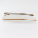 CELINE Clutch Bag Leather White Gold Auth 174339A-6
